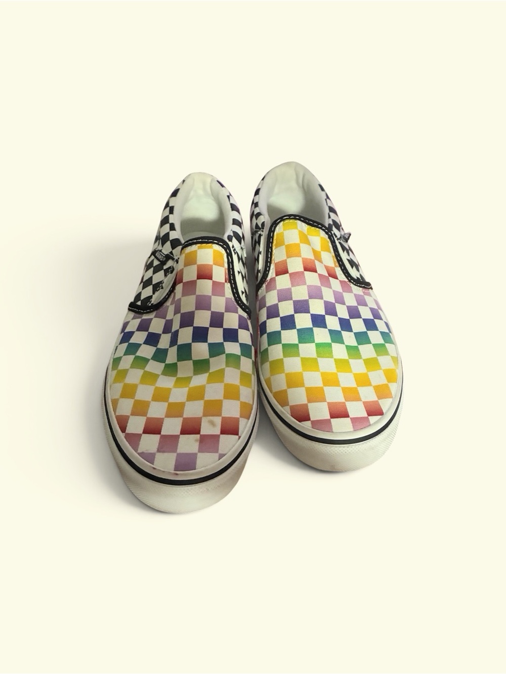 Woman’s Vans Slip-On Checkerboard Rainbow Canvas Shoes